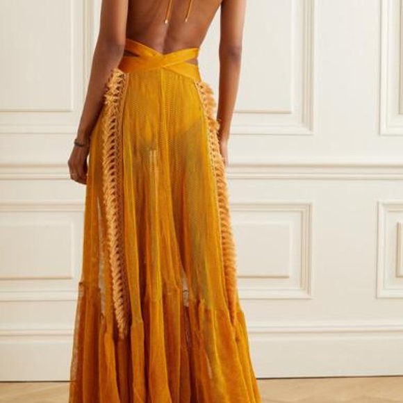 PatBo Netted Fringe Beach Dress Sunflower - Picture 3 of 6